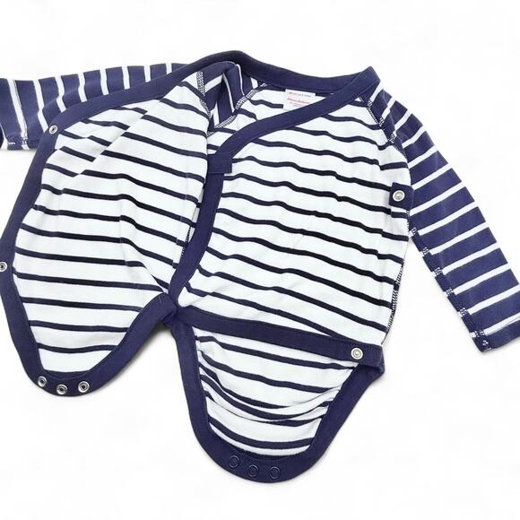 Hanna Andersson Baby Side Snap Organic Cottonβ Bodysuit Unisex Navy Stripe 3-6M - Picture 3 of 7